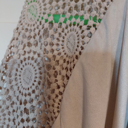 Only beige cardigan with perforated sleeves, size S