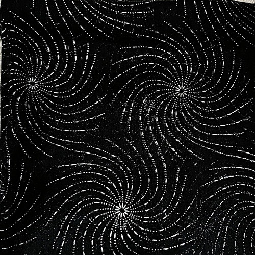 Black Semi-Transparent Curtain with Silver Spiral Design 286x274 cm new