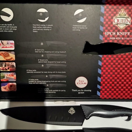 Queen Kitchen Knife Set 5 Pieces new with Non-Stick Coating