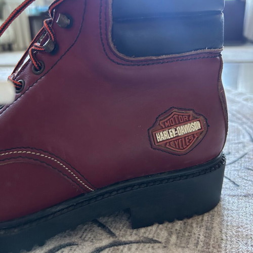 Harley-Davidson leather boots used, burgundy with steel toe protection