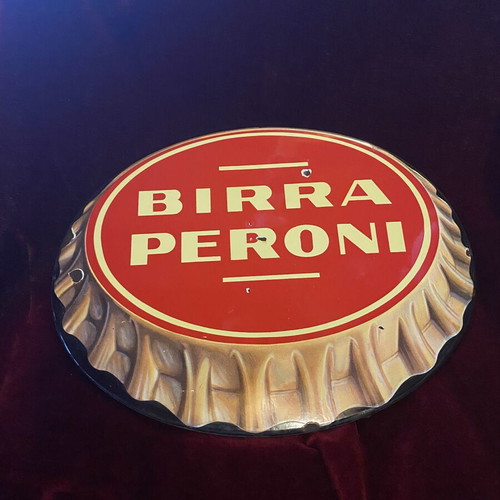 Birra Peroni Enamel Advertising Sign used, 1950s-60s Italian
