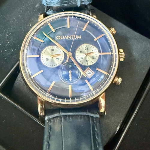 Quantum ADG578.499 watch like new, blue leather strap