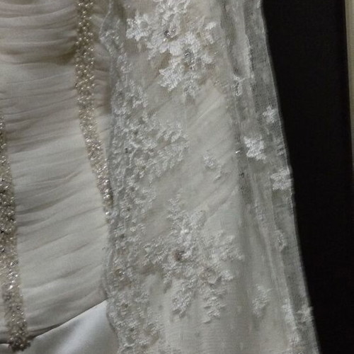 Wedding dress new, strapless satin with handmade lace XXL
