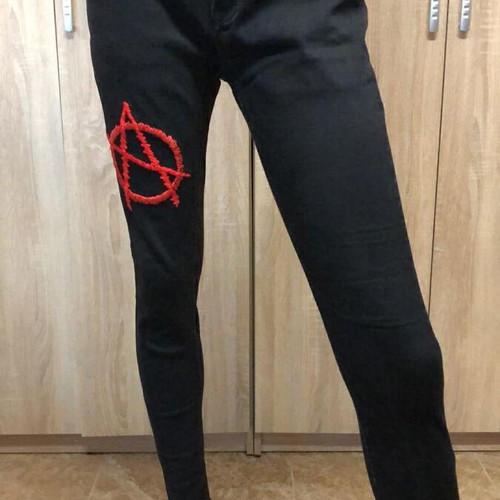 VA TACH pants new skinny fit, size S/M, black and red
