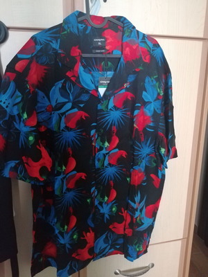 Summer shirt from viscose XL Sinsay new, red and blue