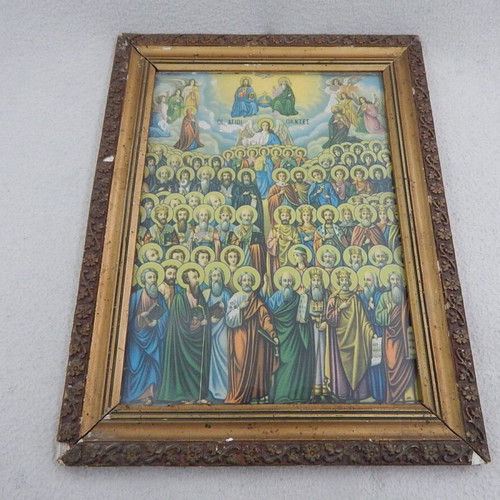 The Holy Saints old lithograph used in frame with glass