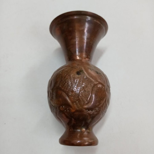 Old flower vase used, copper brass bronze 14 cm