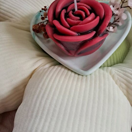 Rose candle new, large with gypsum ceramic base and unique scent