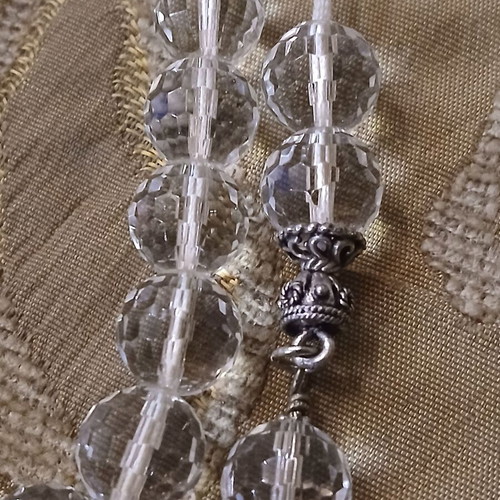 Worry beads like new with polygonal glass beads and silver elements