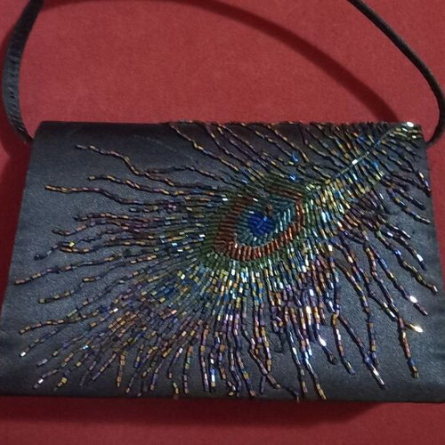 Black beaded handbag used