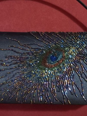 Black beaded handbag used