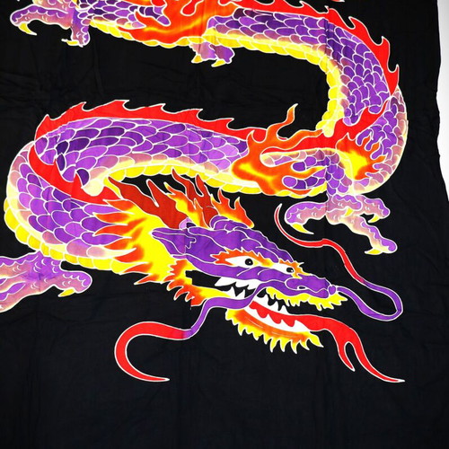 Batik Painting on Cotton Silk Blend Fabric New, The Friendly Wise Dragon