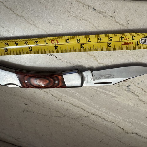 Ibiscus collectible decorative knife with wooden handle, vintage retro decor