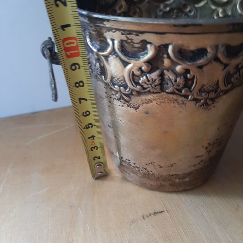 Vintage ice bucket with brass handles used, 1960s