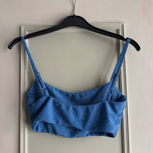 Marmalady set crop top and leggings blue turquoise lurex like new