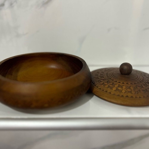 Round retro wooden box like new with lid 14/6 cm