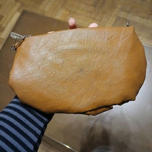 Shoulder bag like new with genuine leather and chain brown