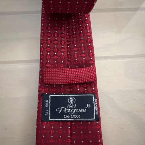 Pagoni silk tie new, red with subtle pattern