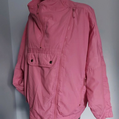 Vintage warm padded jacket with hidden hood Rodeo by C&A used, pink