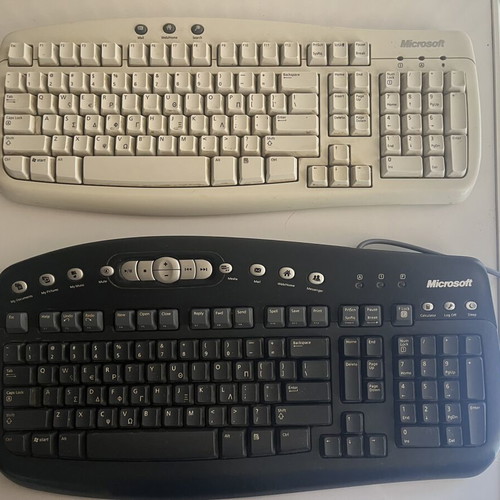 Microsoft vintage keyboards MultiMedia 1.0A and Basic 1.0A used, set of 2