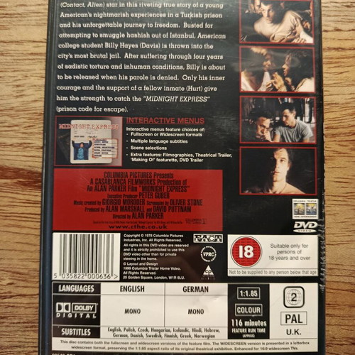 Midnight Express DVD used with Greek subtitles