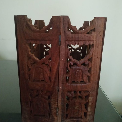 Wooden carved folding decorative item used