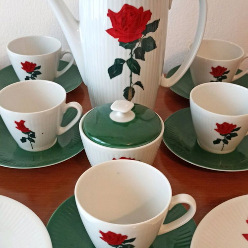 Vintage porcelain coffee and dessert set Seltmann Weiden Bavaria used