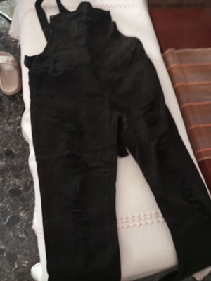 Black denim salopette, XL waist 90-93cm, new