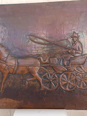 Chalcography by artist E. Filippakis titled The Carriage, used