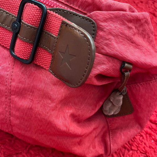 Kipling shoulder bag red with brown details like new