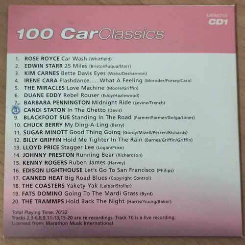 100 Car classics box set with 5 CDs used, foreign songs