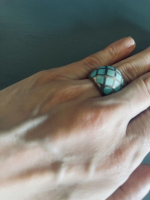 Silver Ethnic 925 Ring with Turquoise Mosaic like new