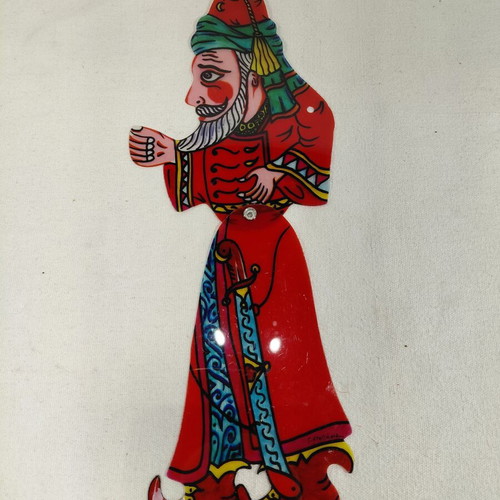 Pasas Karagiozis shadow theater figure used, Dagakou creation