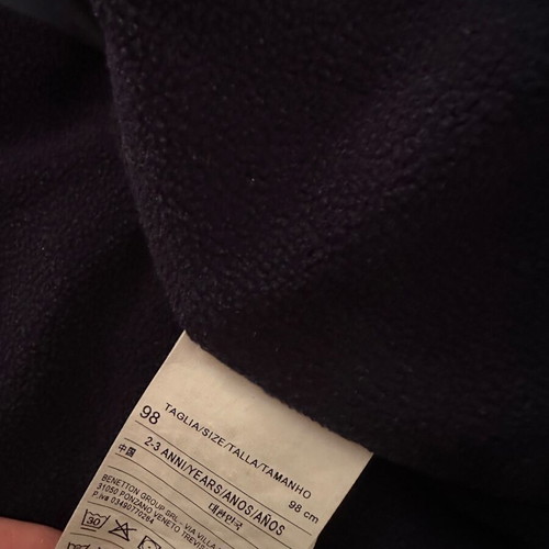 Benetton blue padded jacket with hood used, 98 cm, 2-3 years