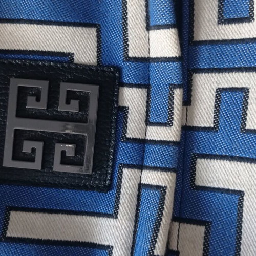 EL BAGS backpack like new, canvas with leather details, blue-white