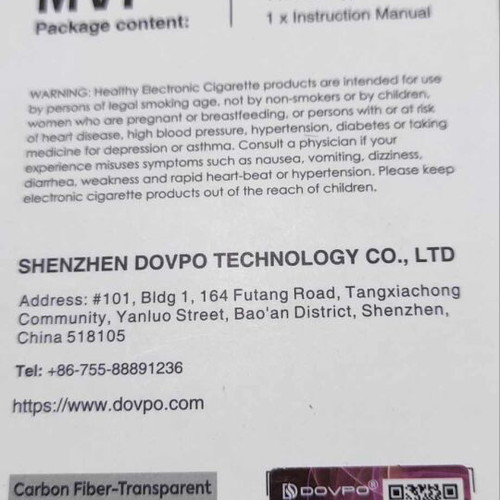 Dovpo MVP 220W Box Mod like new, black carbon/clear