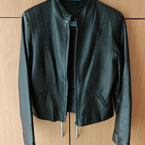 Leather jacket black used, size M