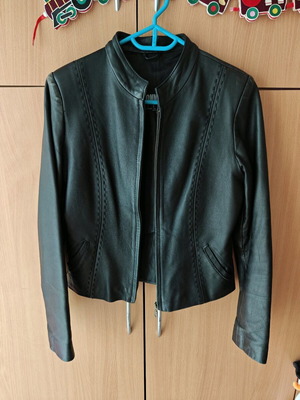 Leather jacket black used, size M
