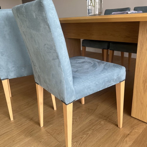 Wooden dining set with 6 chairs used, solid oak table