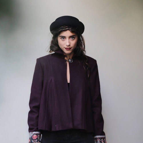 Karavan cropped jacket with folk cuffs, like new, black