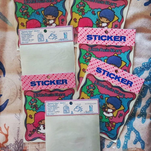 Vintage Sanrio Little Twin Stars Stained Glass stickers NOS 1987 new