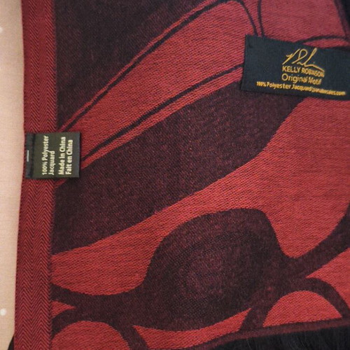 Poly Jacquard Shawl with Kelly Robinson Indigenous Motif, new