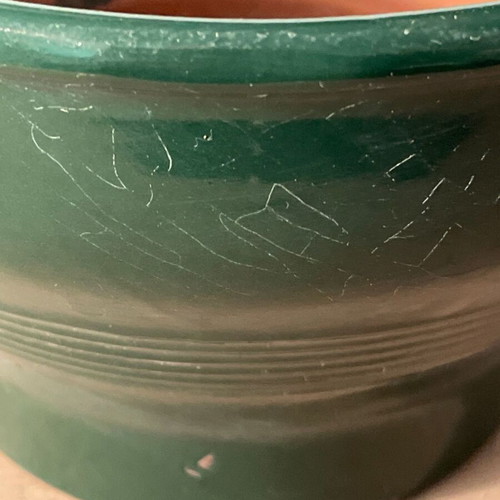 Clay green flowerpot cachepot without hole 22cm diameter X 13 height No3 new