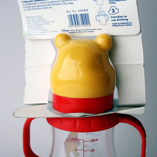 Vintage Winnie Pooh baby feeding bottle with medium flow nipple, new