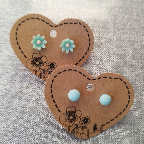 Spring earrings set blue daisies and pearl new