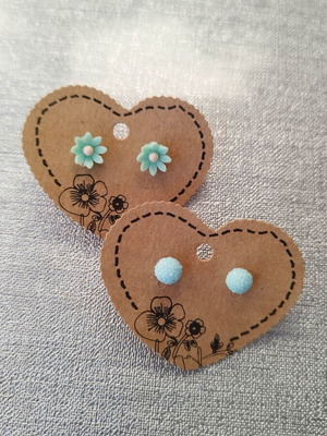 Spring earrings set blue daisies and pearl new