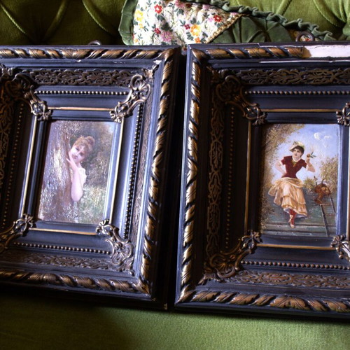Pair of Antique Oil Paintings on Wooden Panels used, c. 1890–1910