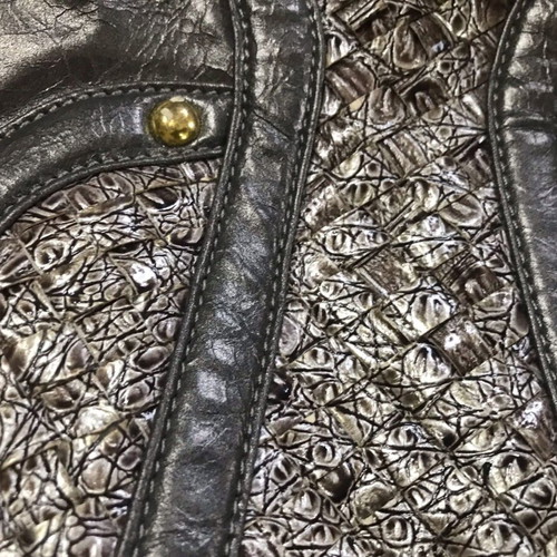 Shoulder shopper bag black with croco details and tassels like new