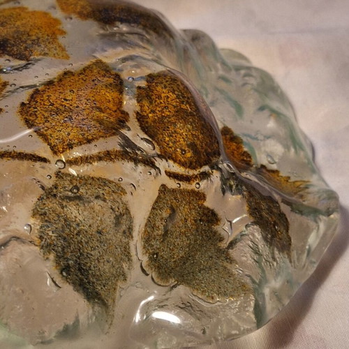 Murano Handcrafted Glass Platter with Earthy Leaf Design like new