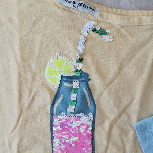 Evita cotton t-shirt set for girl 14 years like new, yellow and turquoise